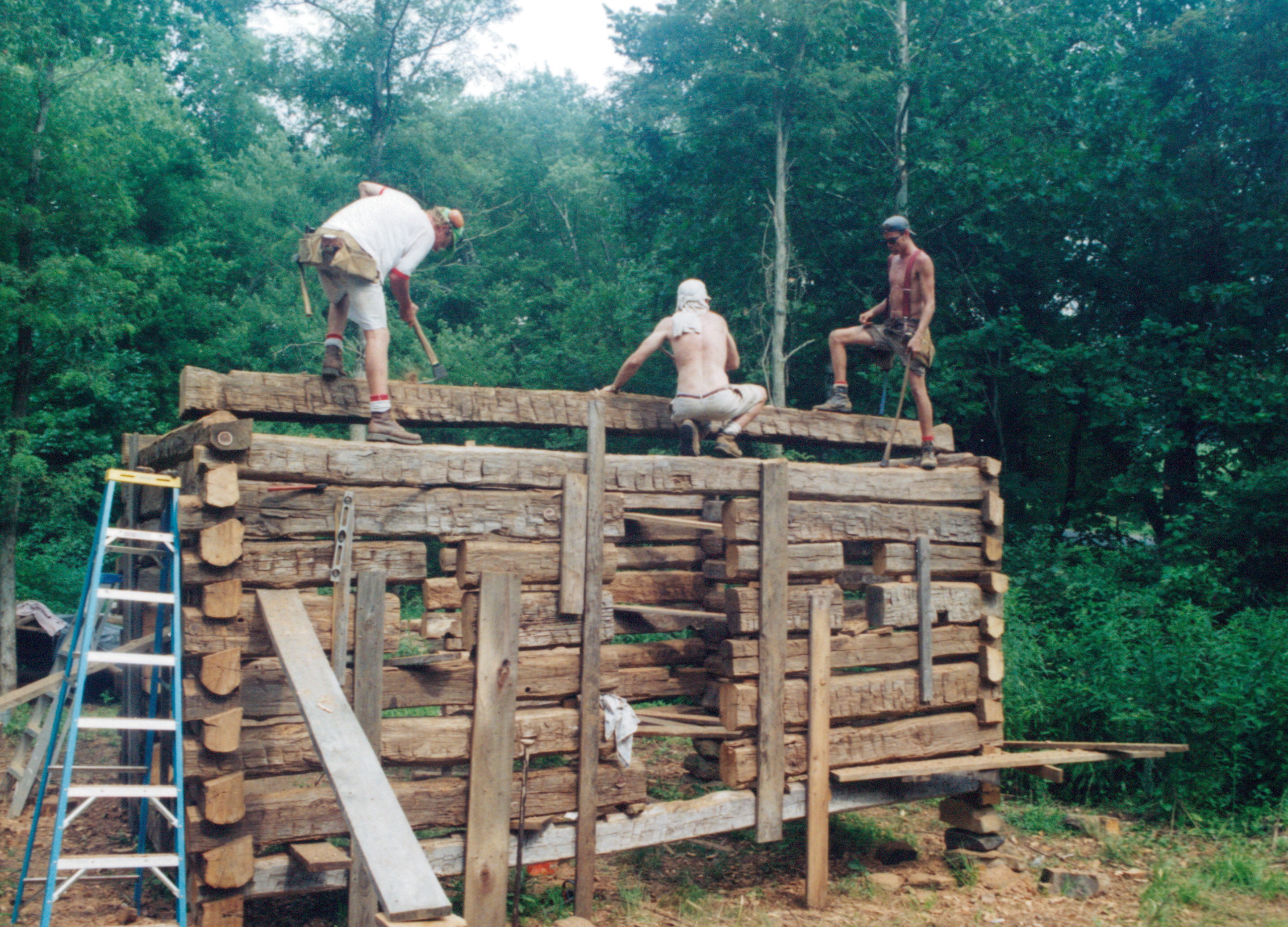 building a log cabin to live in